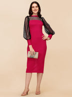 Sophisticated Mock neck Knit Bodycon Midi Dress 7