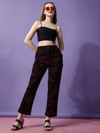 Women's High-Rise Trousers Black Polycotton - 1
