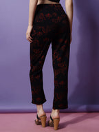 Women's High-Rise Trousers Black Polycotton - 3
