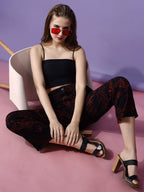 Women's High-Rise Trousers Black Polycotton - 5