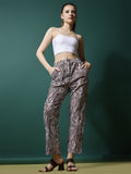 Women's Trousers Maroon High-Rise Polycotton Printed Ankle Length - 1