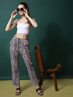 Women's Trousers Maroon High-Rise Polycotton Printed Ankle Length - 2