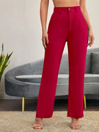 Women's Bootcut Trousers Peach Polycotton High Rise - 3