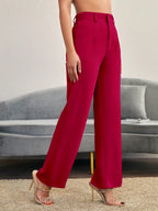 Women's Bootcut Trousers Peach Polycotton High Rise - 4