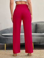Women's Bootcut Trousers Peach Polycotton High Rise - 5