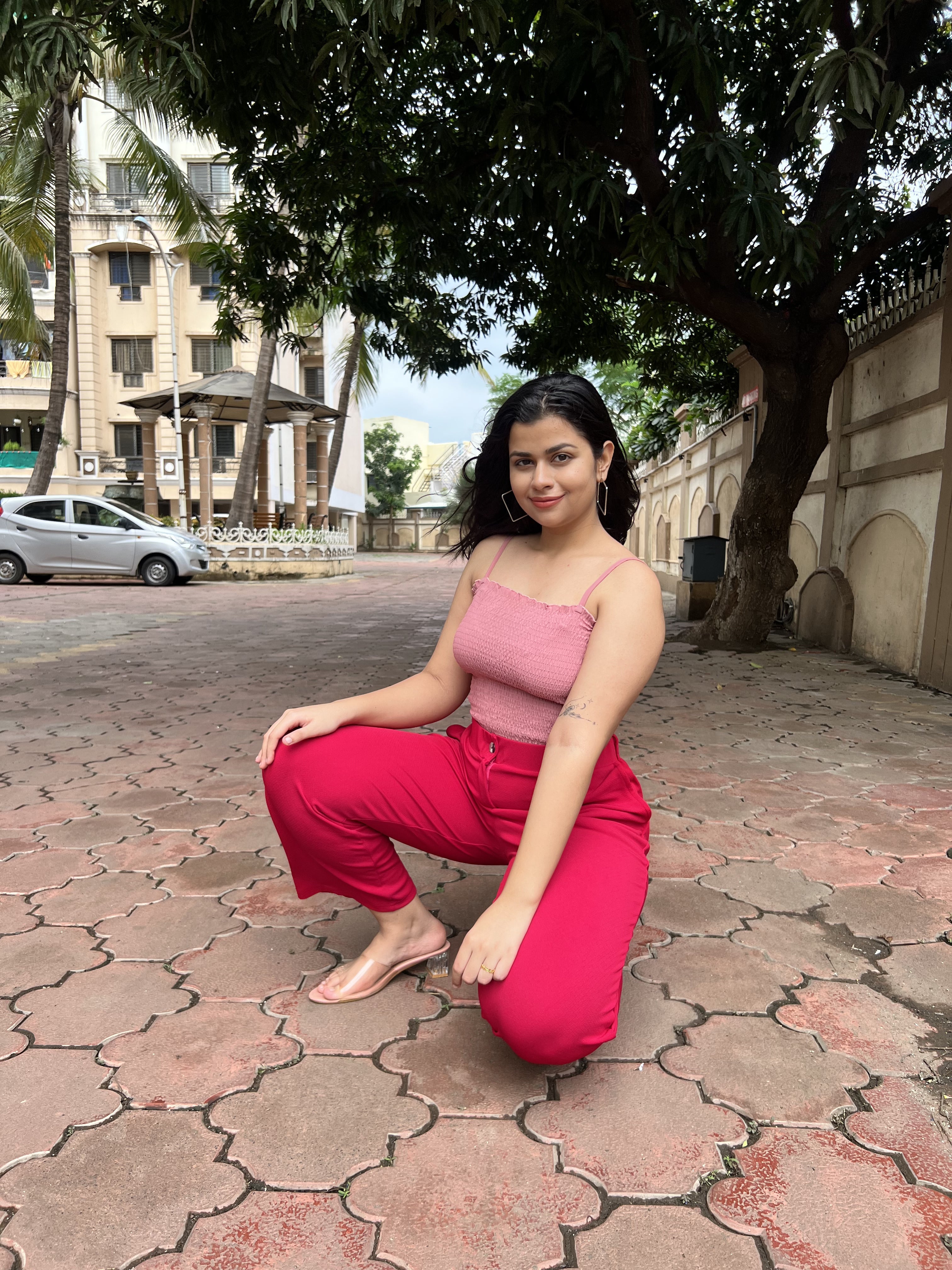 Women's Bootcut Trousers Peach Polycotton High Rise - 9