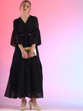 Trendset Solid Georgette Fit and Flare Waist Cut out Maxi Dress 0