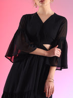 Trendset Solid Georgette Fit and Flare Waist Cut out Maxi Dress 5