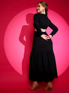 Trendset Solid V-Neck Maxi Waist Cut Out Dress 1
