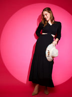 Trendset Solid V-Neck Maxi Waist Cut Out Dress 5