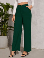 Women's Trousers Green Polycotton High Rise Casual Ankle Length - 4