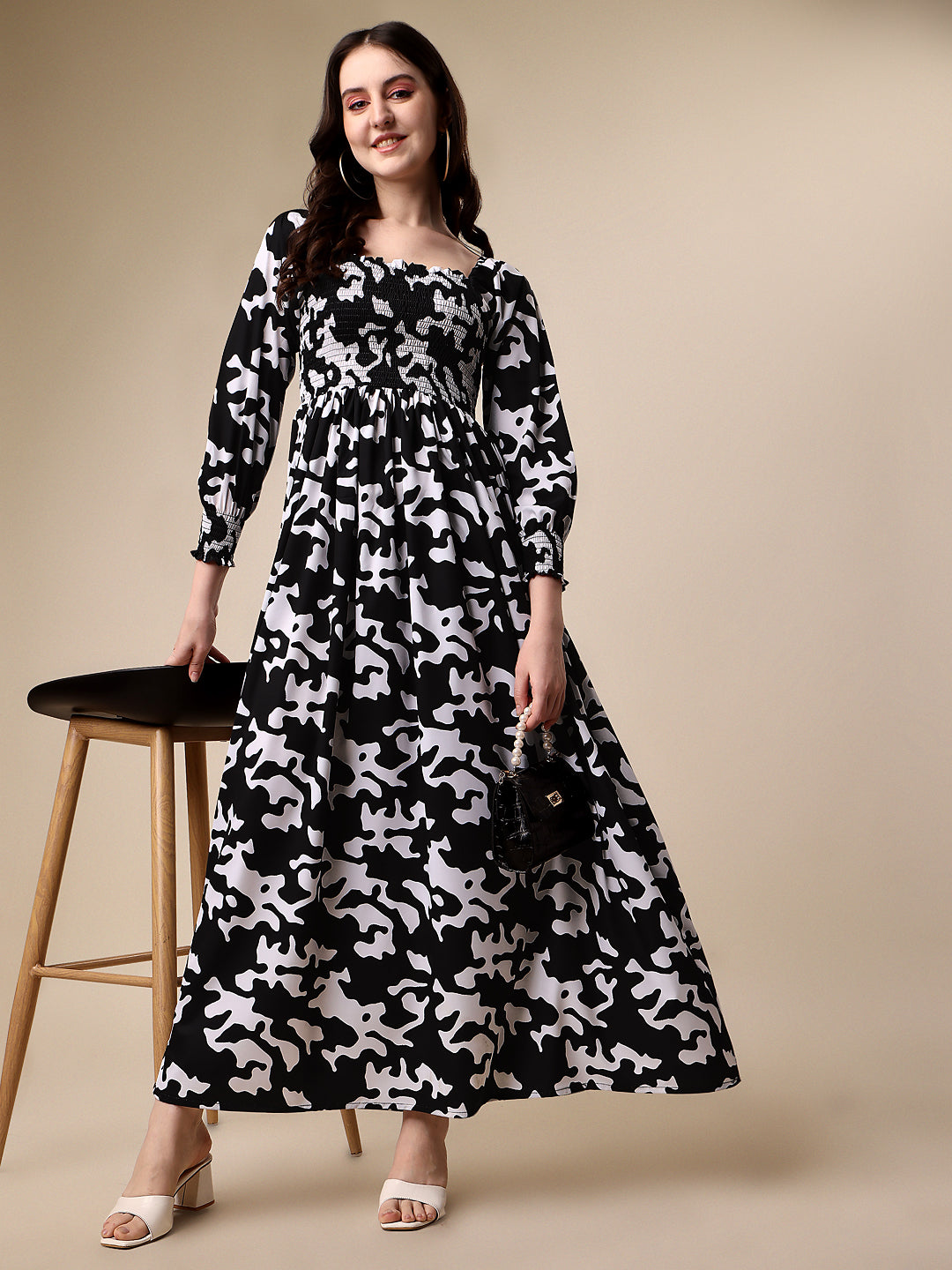Wild Monochrome Animal Print Maxi Dress 11
