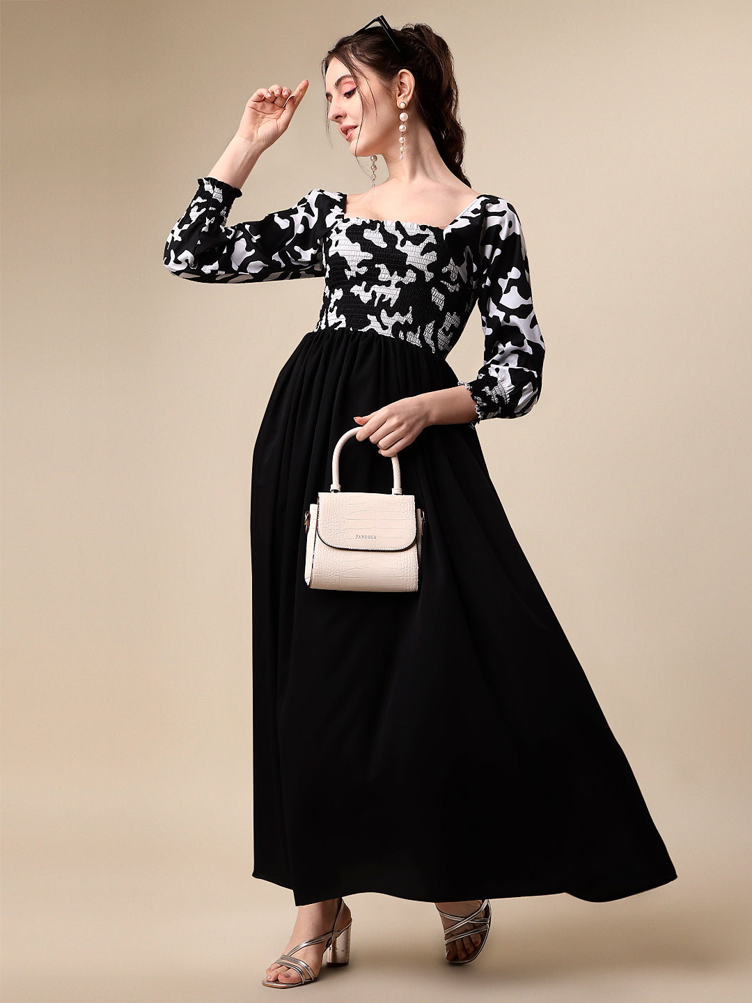 Wild Monochrome Animal Print Maxi Dress 8