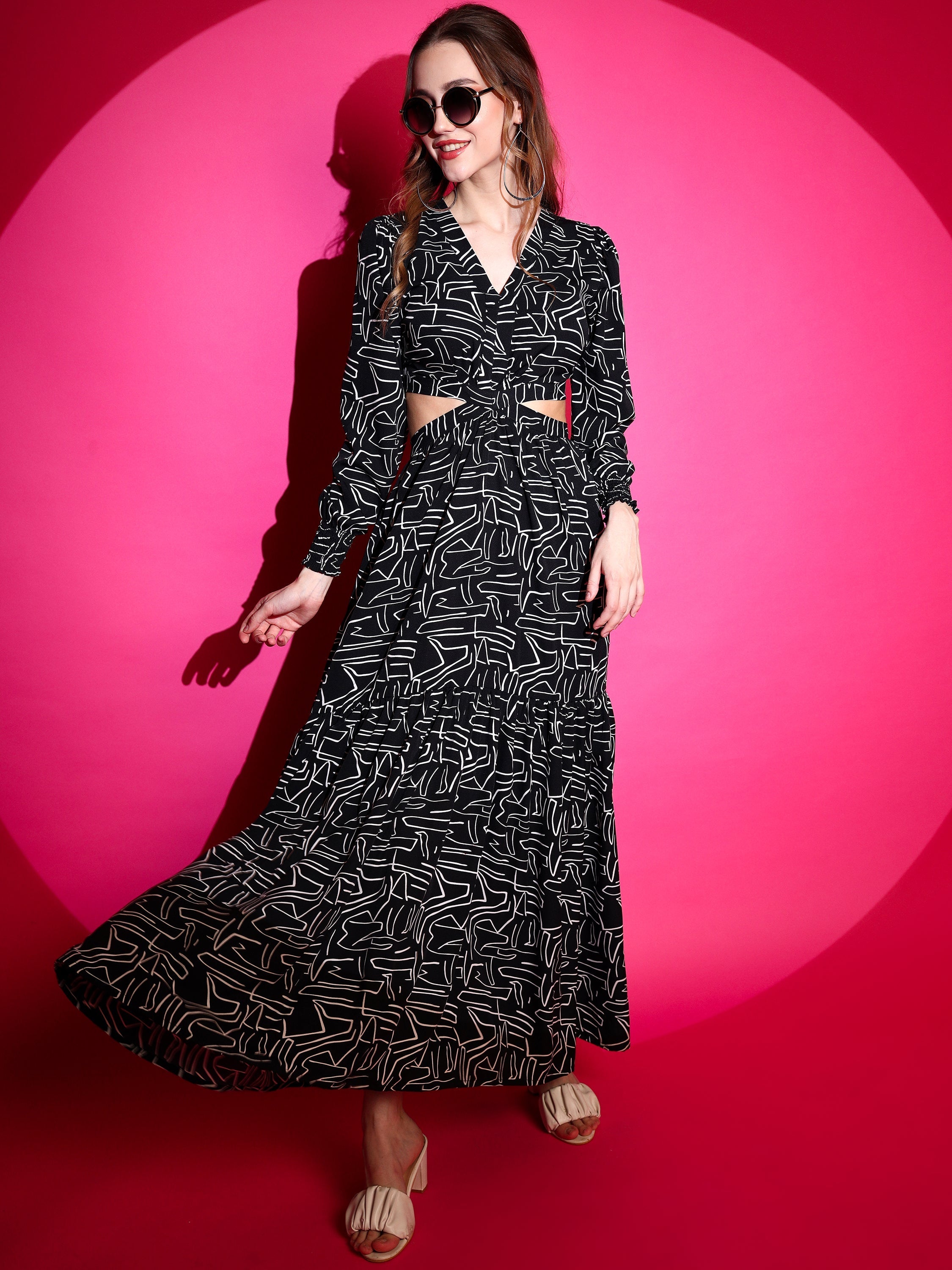 Women Fit and Flare Maxi Waist Cut Dress 0