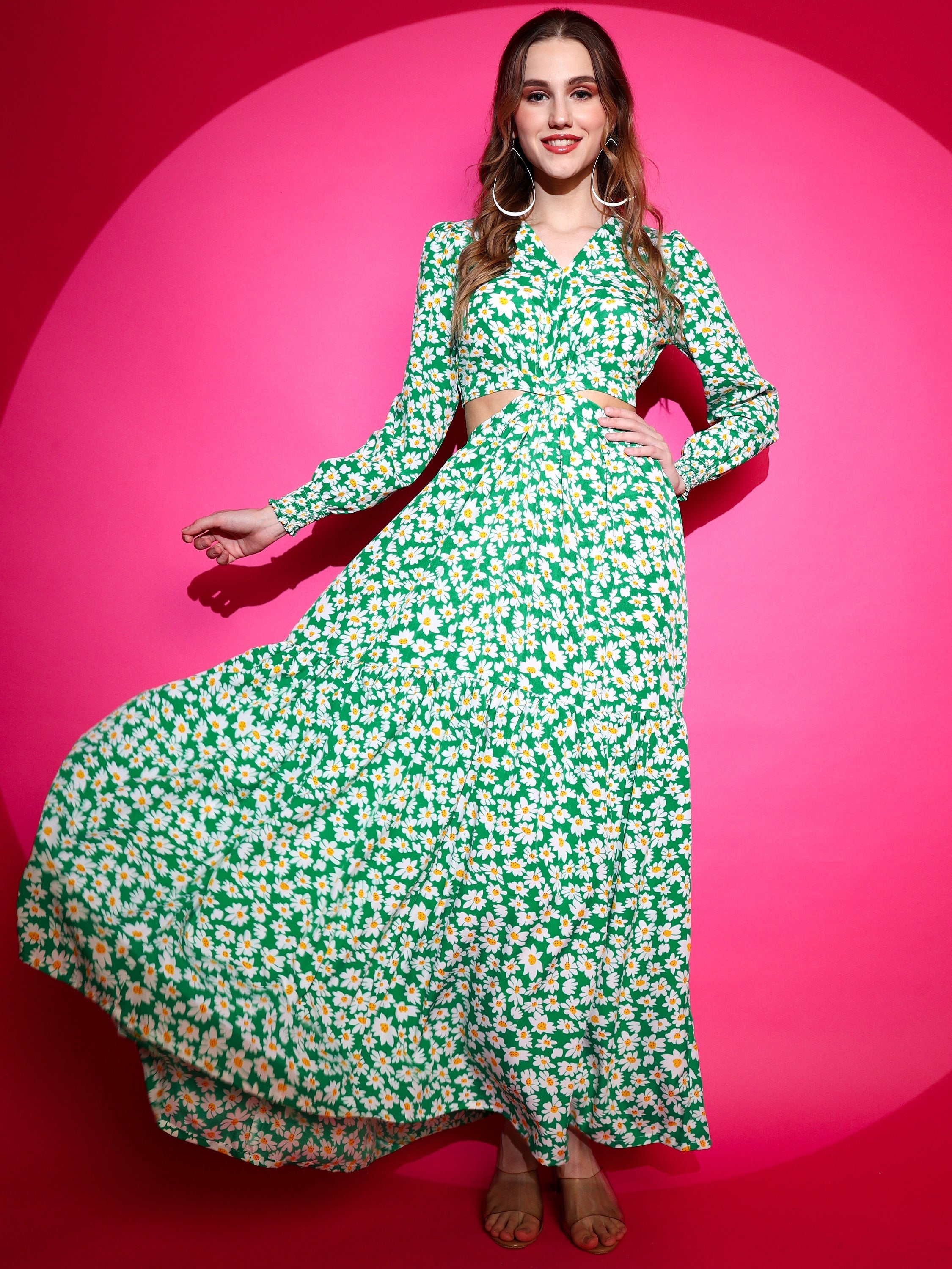 Women Fit and Flare Maxi Waist Cut Dress 7