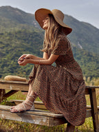Women Mandarin Blooms Printed Crepe Dress 2