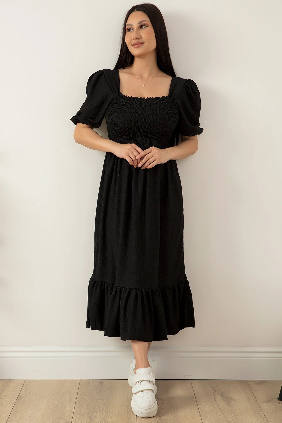 Women Solid Maxi Fit and Flare Dress 2