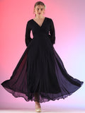 Women Solid V-Neck Flare Sleeve Fit and Flare Maxi Dress 0