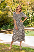 Women Square Neck Smoking Maxi Dress 0