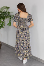 Women Square Neck Smoking Maxi Dress 4