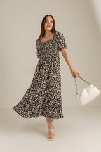 Women Square Neck Smoking Maxi Dress 5