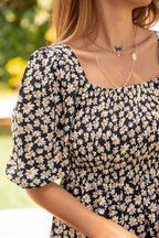 Women Square Neck Smoking Maxi Dress 6