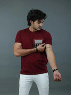 Men Graphic Print Round Neck Cotton Blend Black and Maroon T-Shirt -Pack of 2