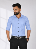 Men’s Sky Blue Slim Fit Formal & Casual Shirt Full Sleeve Solid Shirt Pack of 1