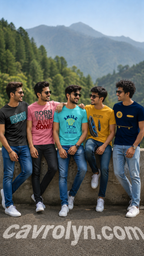 Men's Casual Graphic Round Neck T-Shirts (Pack of 5)