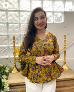 Floral Vibe Mustard Empire Top Stylish & Comfortable Daily Wear Women
