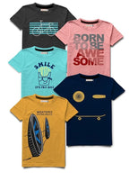 Men's Casual Graphic Round Neck T-Shirts (Pack of 5)