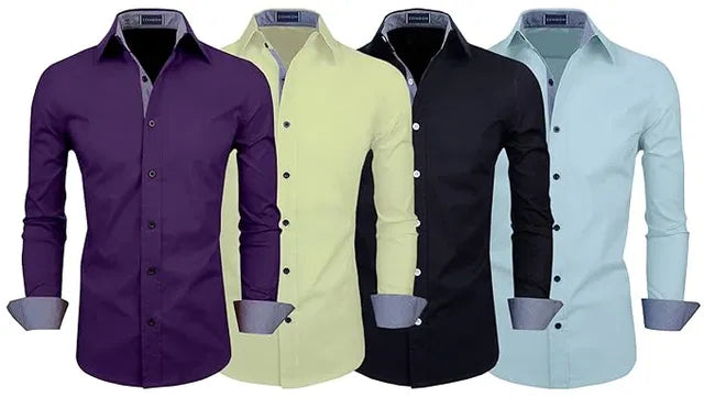 Men's Solid Full Sleeve Casual Shirt Combo Pack of 4