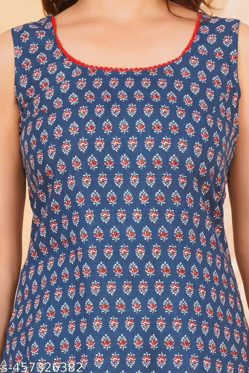 Women Sleeveless Pattern Kurti for Daily Wear