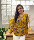 Floral Vibe Mustard Empire Top Stylish & Comfortable Daily Wear Women