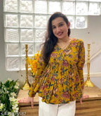 Floral Vibe Mustard Empire Top Stylish & Comfortable Daily Wear Women