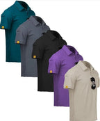 Men's Premium Solid Polo T-Shirt Combo Pack of 5 | Cotton Blend Half Sleeve Casual Collar T-Shirts