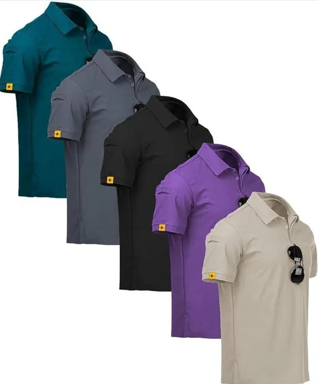 Men's Premium Solid Polo T-Shirt Combo Pack of 5 | Cotton Blend Half Sleeve Casual Collar T-Shirts