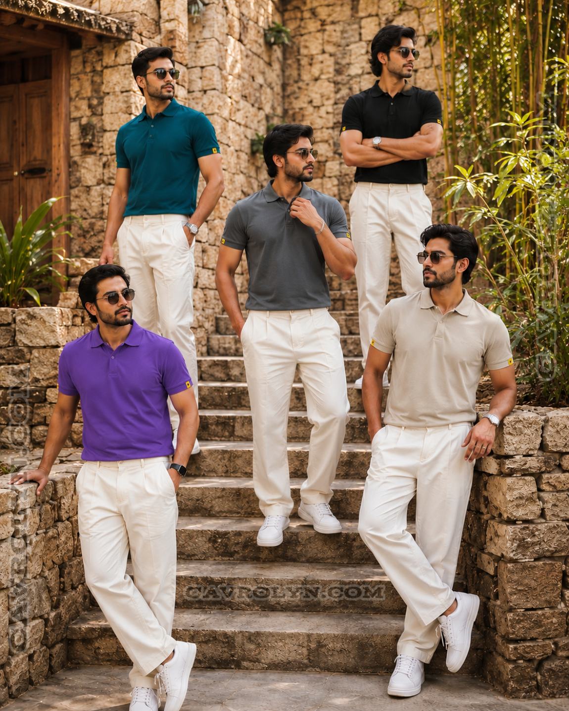 Men's Premium Solid Polo T-Shirt Combo Pack of 5 | Cotton Blend Half Sleeve Casual Collar T-Shirts