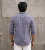 Men Cotton Blend Double Pocket Full Sleeves Gray Shirt (Pack of 2)