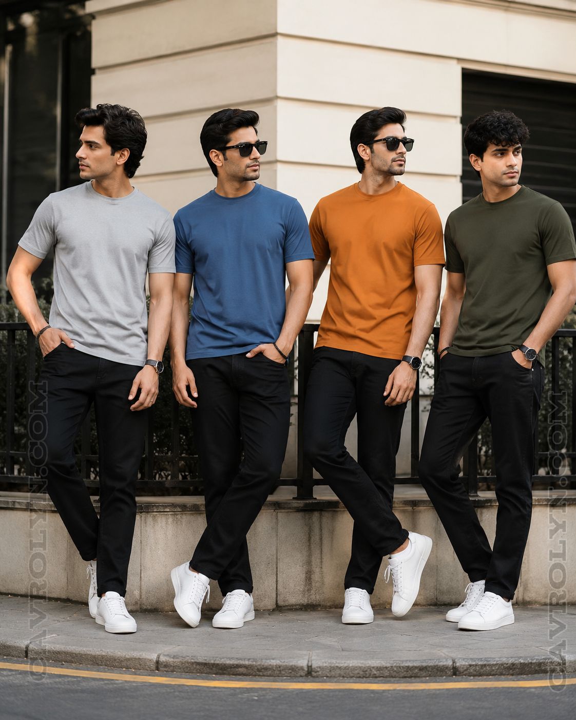 Men's Cotton Blend Round Neck T-Shirt Combo (Pack of 4)