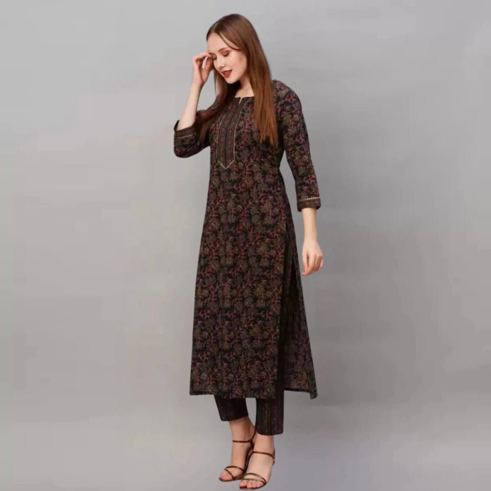 Women Stylish Printed Cotton Blend Kurti Set