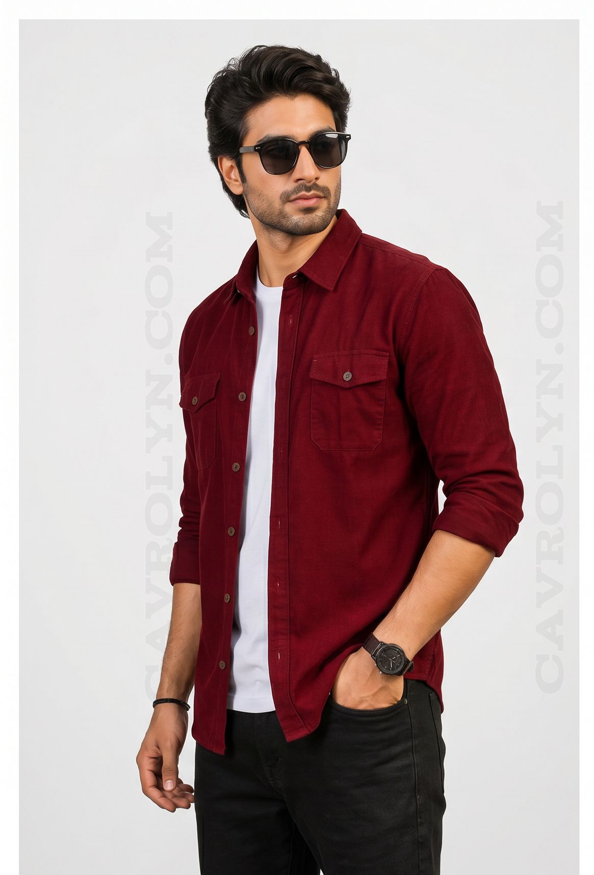 Men Cotton Blend Double Pocket Full Sleeves Shirt (Pack of 2)