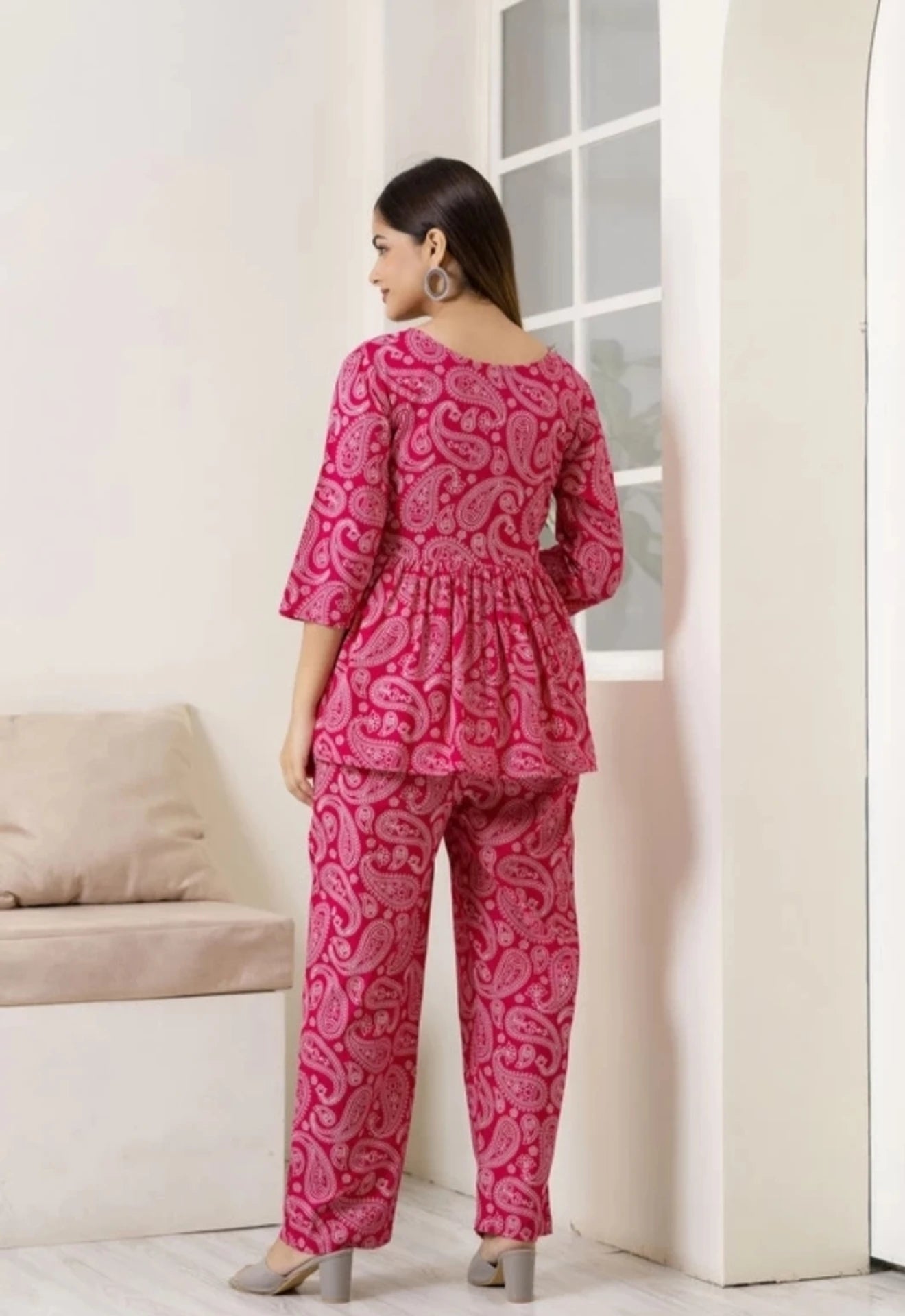 Women's Printed Pink Floral Co-Ord Set