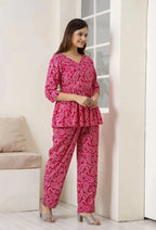 Women's Printed Pink Floral Co-Ord Set