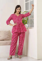 Women's Printed Pink Floral Co-Ord Set