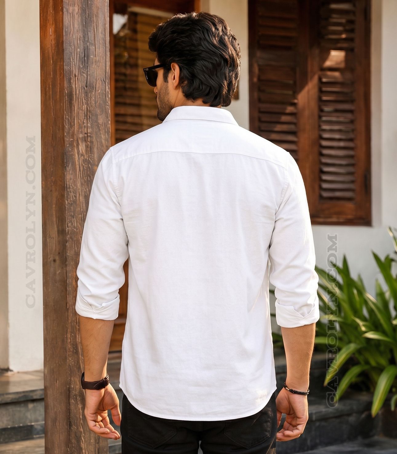 Men White Cotton Blend Double Pocket Full Sleeves Shirt (Pack of 2)